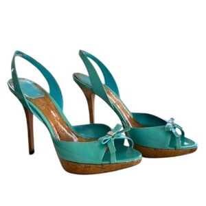 CHRISTIAN DIOR Starlett Turquoise Slingback Heels